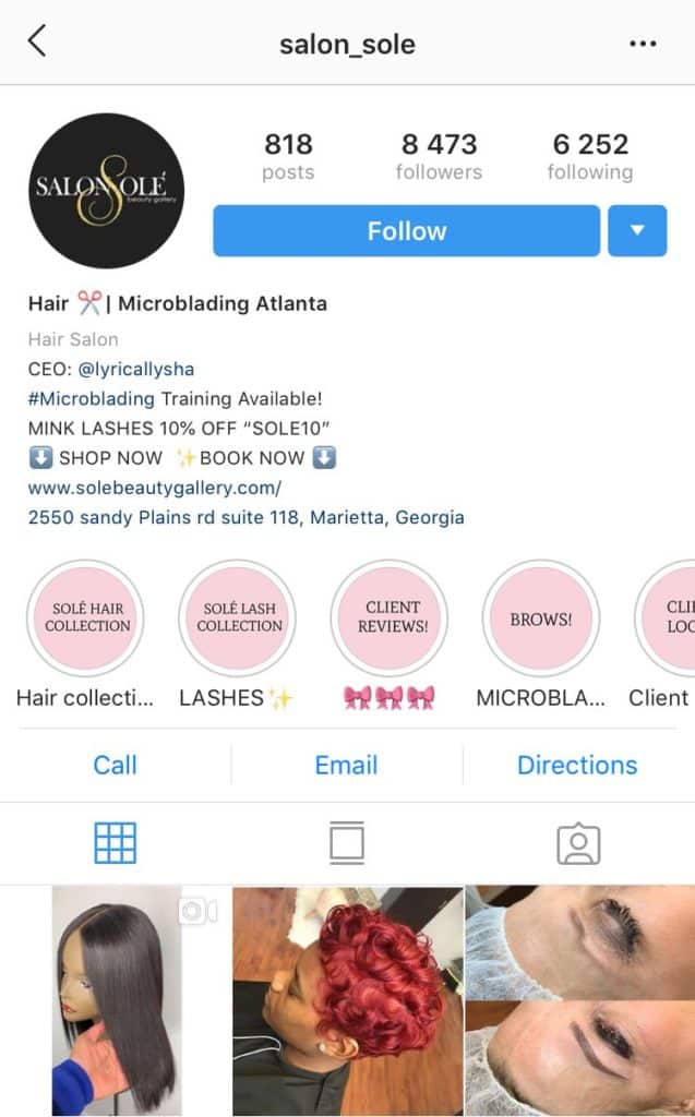 hair salon instagram bio