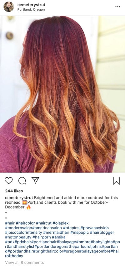 Hairdresser Instagram caption with emoji