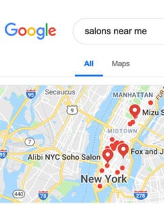 Search for hair salon