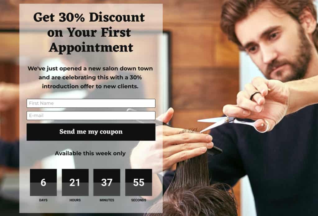 Facebook Ads Landing Page for Hair Salon