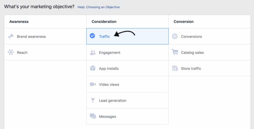 Setting the objective of your salons facebook ad