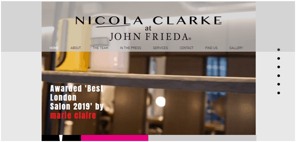 Nicola clark Wix hair salon website