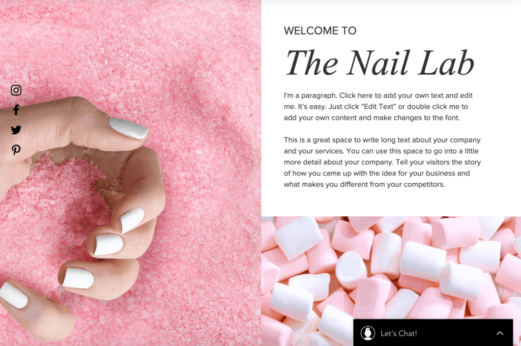 Nail salon website design
