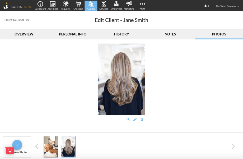 Store salon client photos in salon software