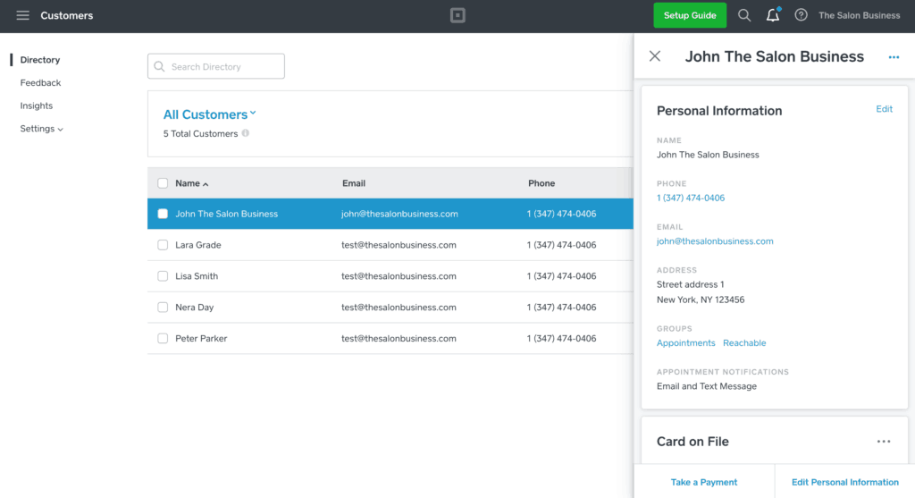 Managing customers in Square Appointments