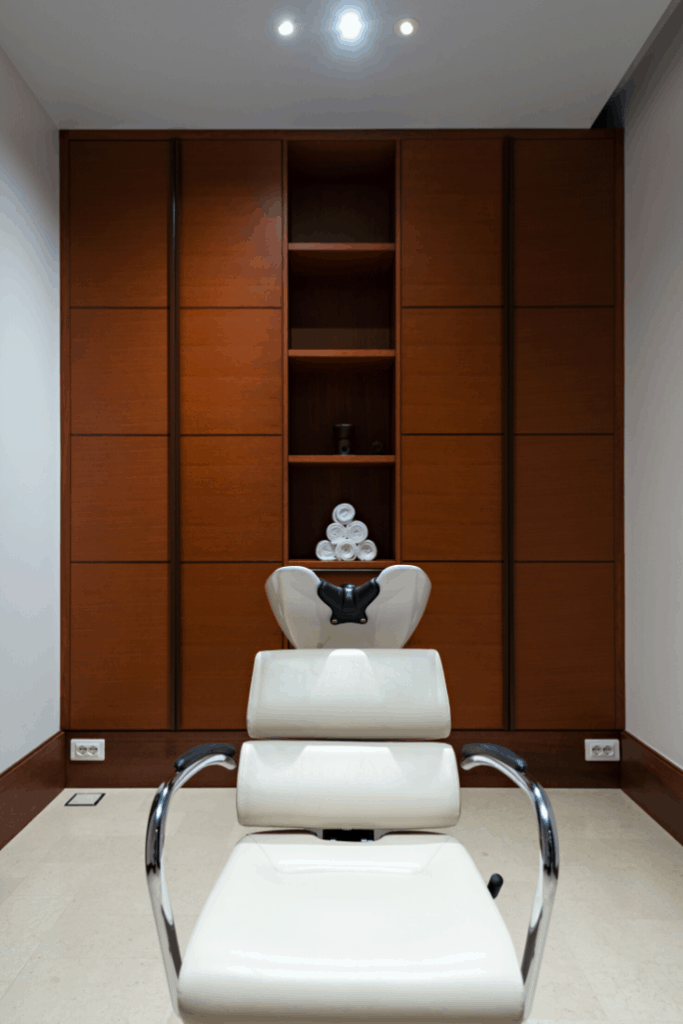 Minimalist salon design in backwash area