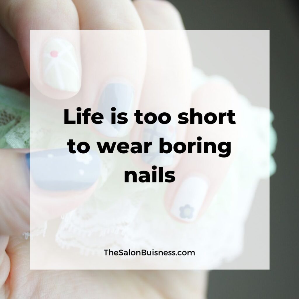 Boring nails - nail quote relatable - blue nails & green decorated nails