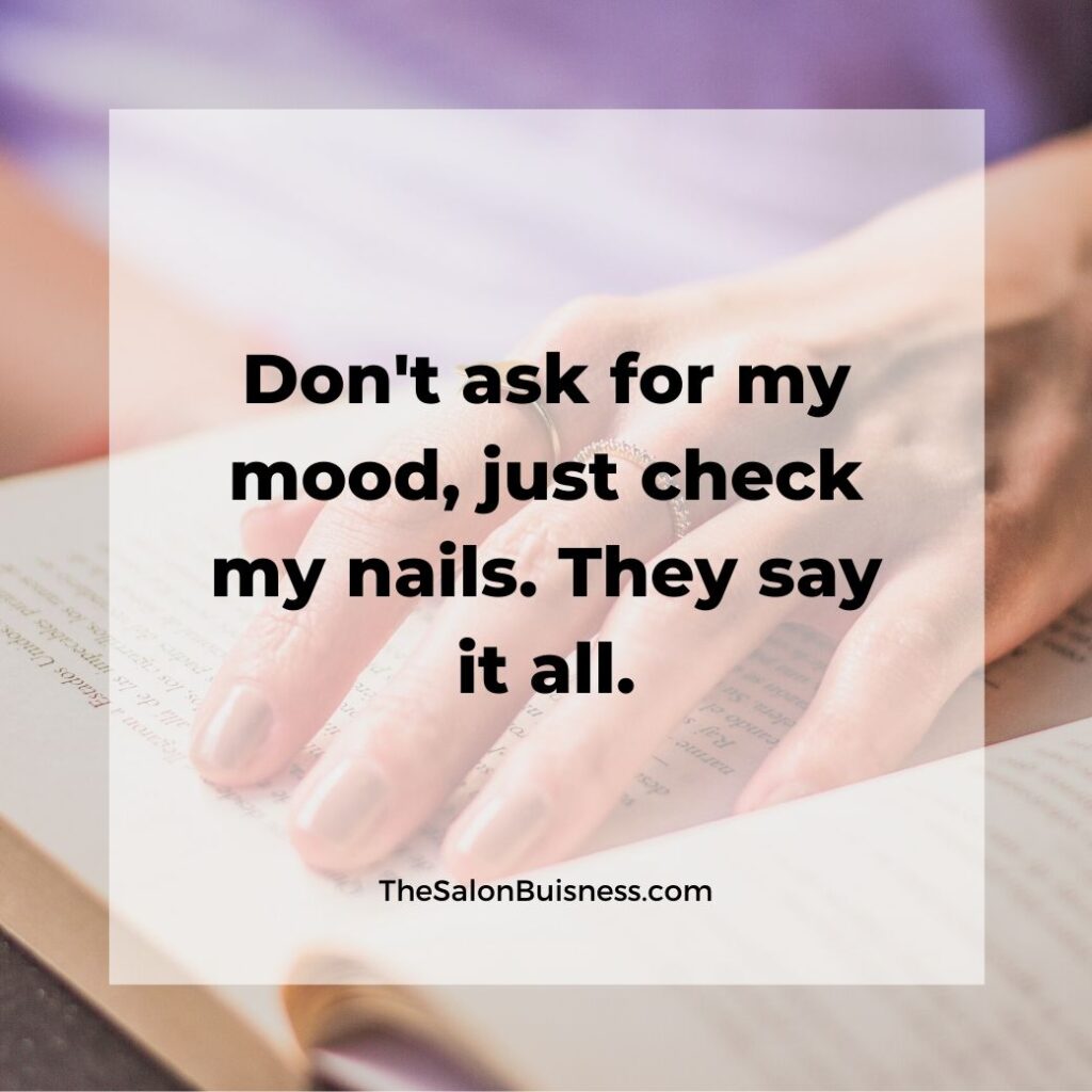 Funny quote about nails - woman reading book