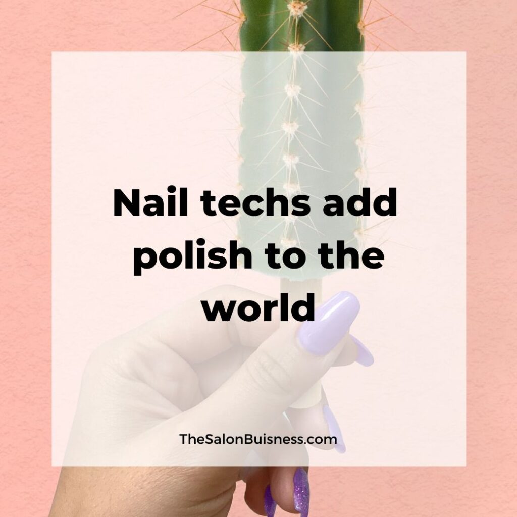 Inspirational nail tech quotes - woman with purple nails holding cactus