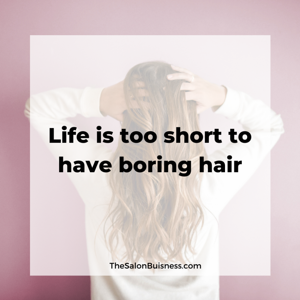 Brunette girl holding hair - quote about hair. 