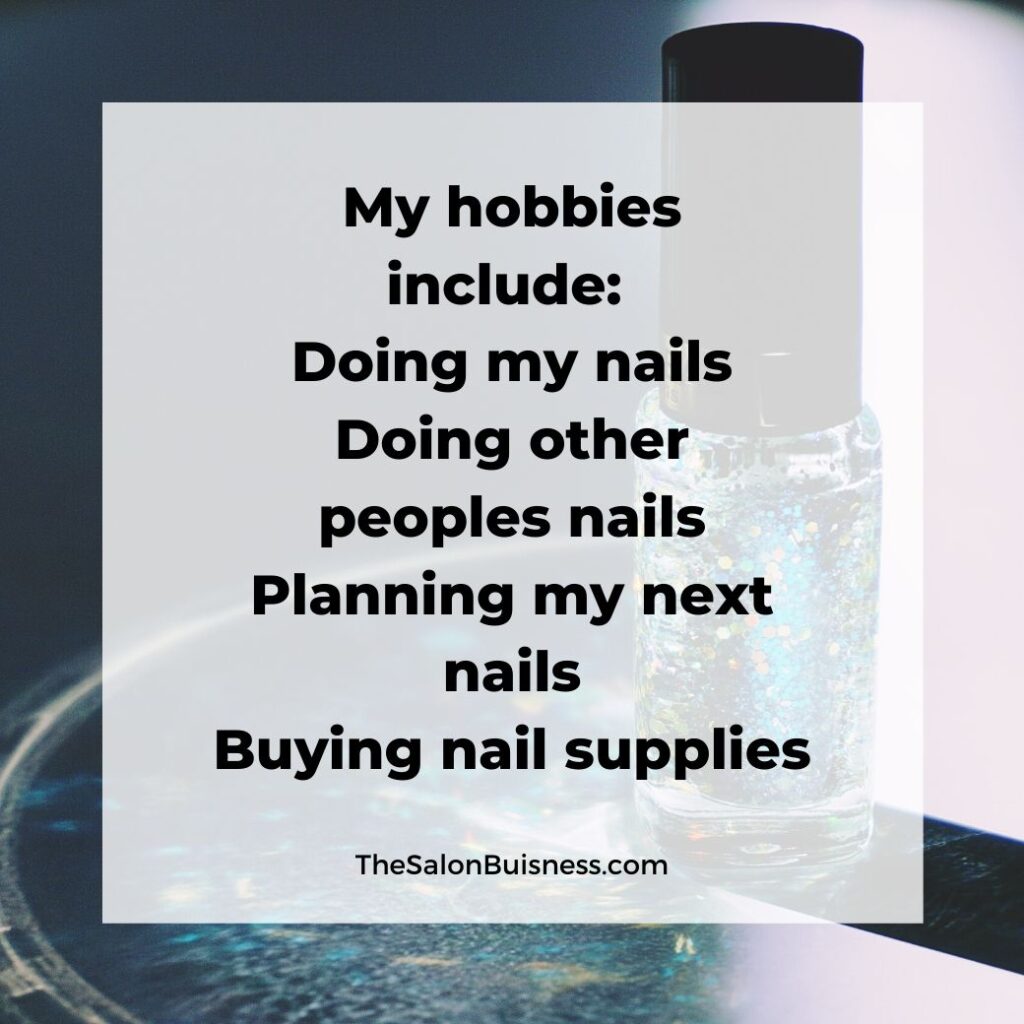 funny nail quotes - hobbies - blue nail polish 
