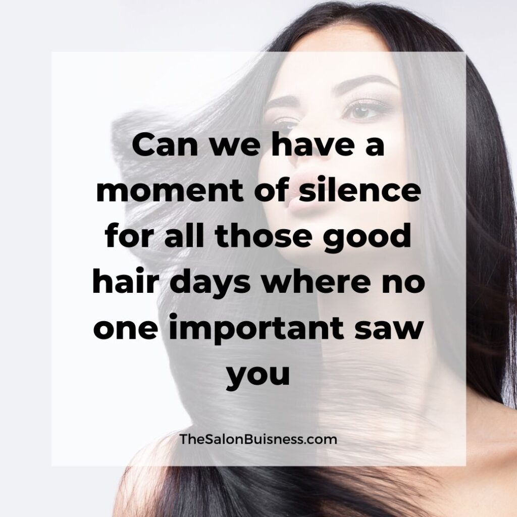 Good hair quote - woman flipping black hair over shoulder
