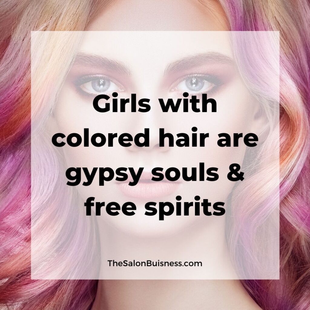 Quotes about colorful hair - blond woman with pink, purple, & orange highlights in her hair 