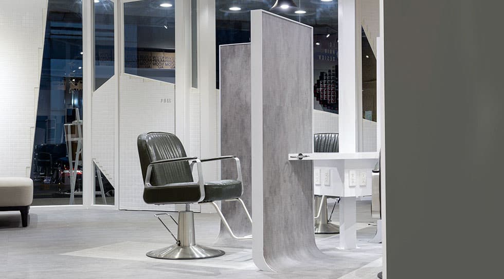Gray silver hair salon station