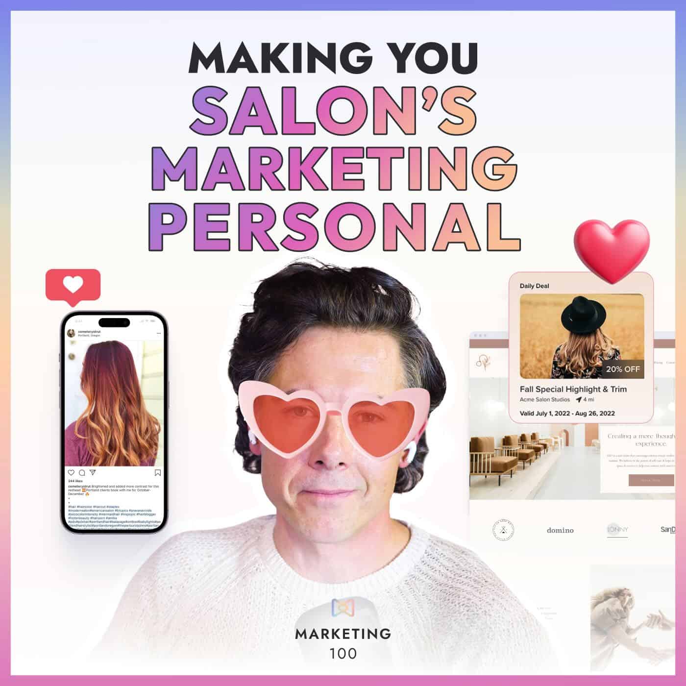 graphic collage showing the concept of Making salon marketing personal