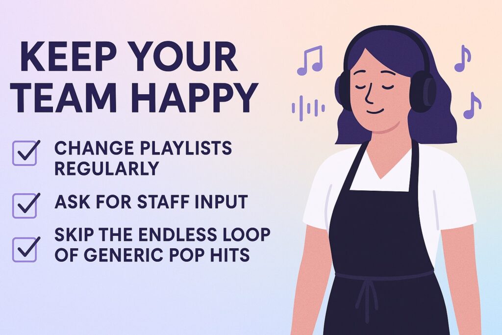 Infographic with the title: Keep Your Team Happy