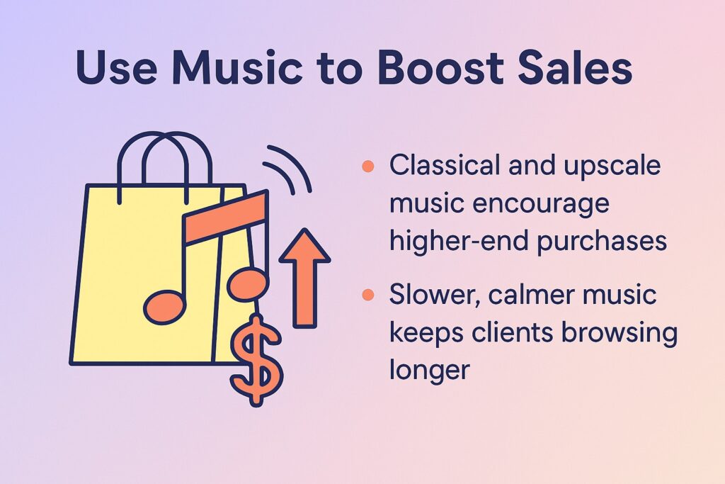 Infographic with the title: Use Music to Boost Sales