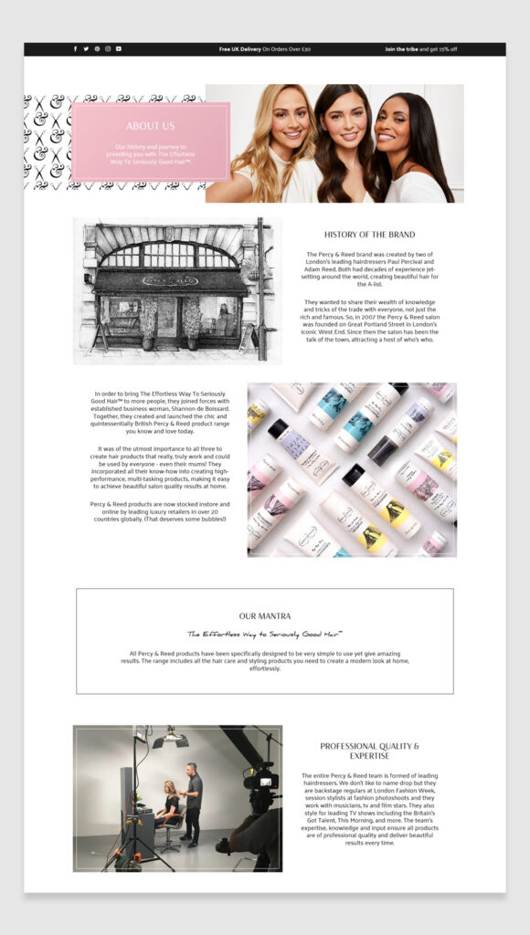 Percy & Reed Salon Website example