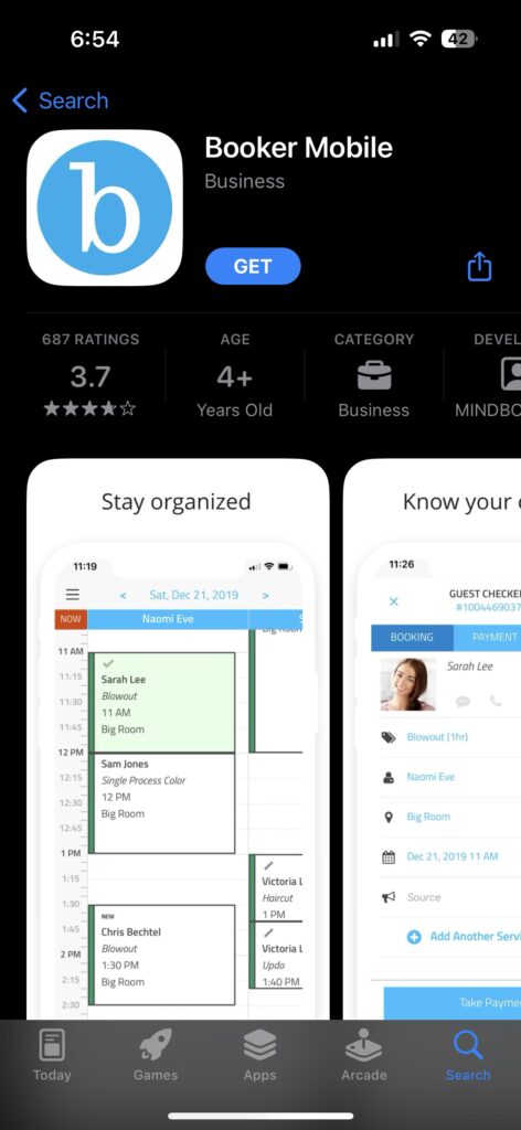 Booker Mobile in Apple App Store