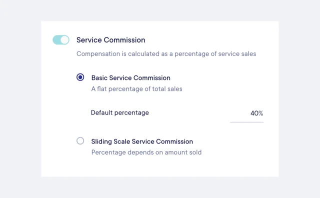 Mangomint screenshot of  service commission