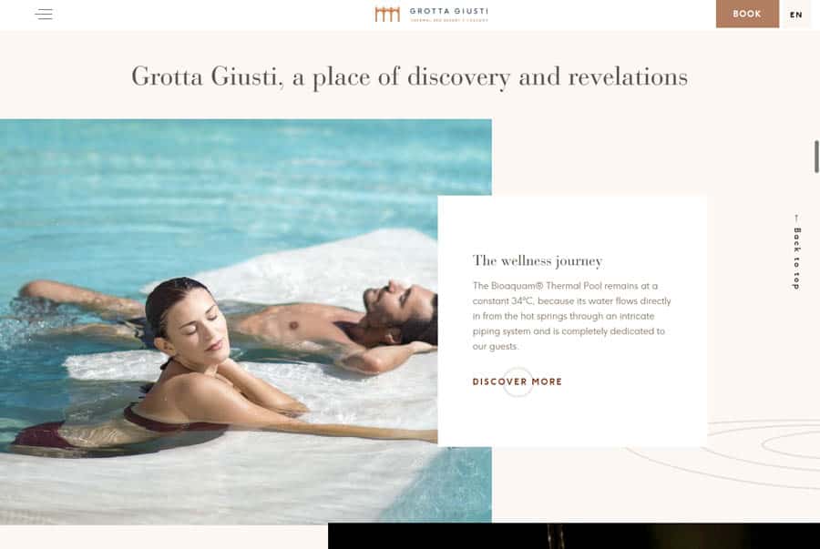 Spa website design Grotta Giusti