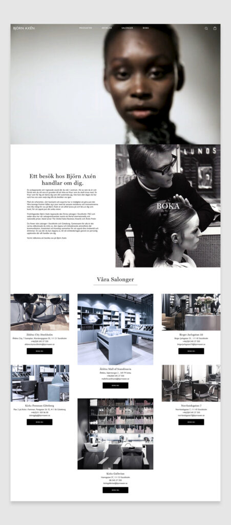 Björn Axén Hair Salon Website Design example