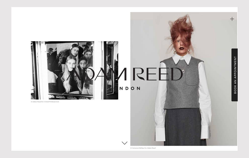 Adam Reed London Hair salon homepage design example