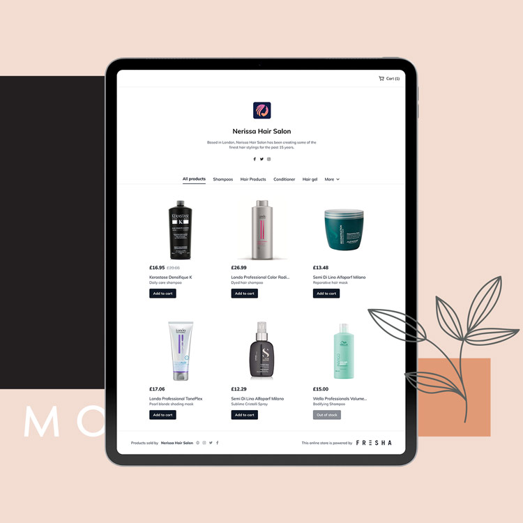 sell salon products online - screenshot of an online store