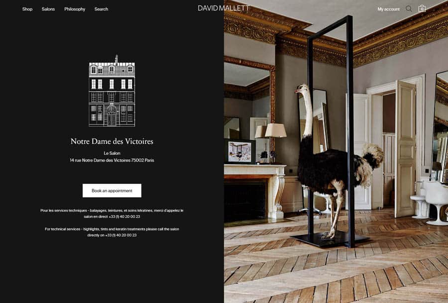 David Mallet Hair Salon Website example