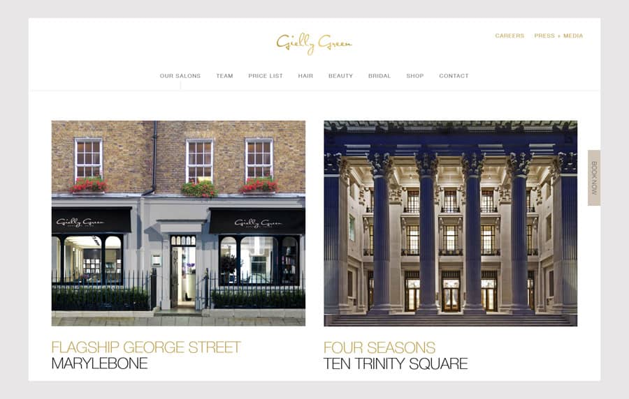 Gielly Green Salon - Hair salon website design example