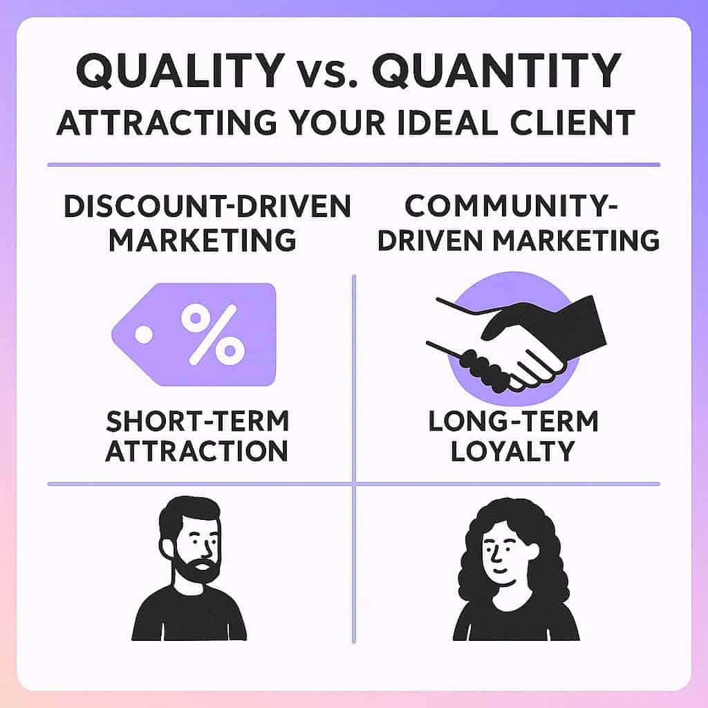 infographic with the title: Quality vs quantity - attracting your ideal client.