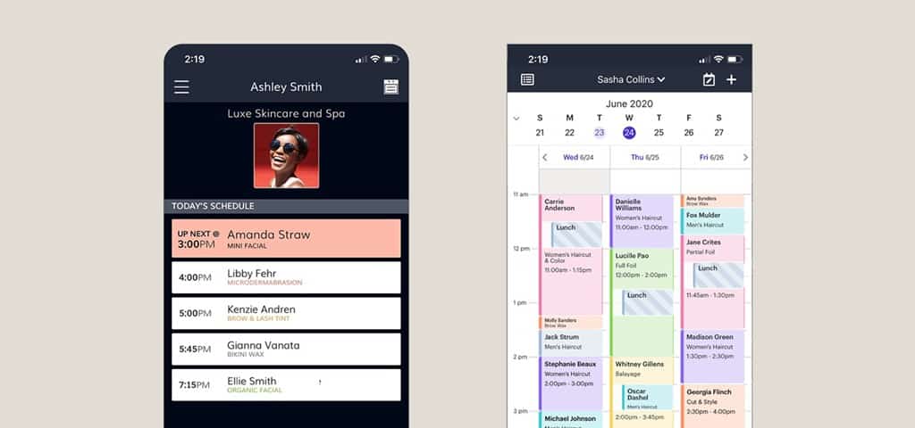 Screenshots of Schedulicity salon software app