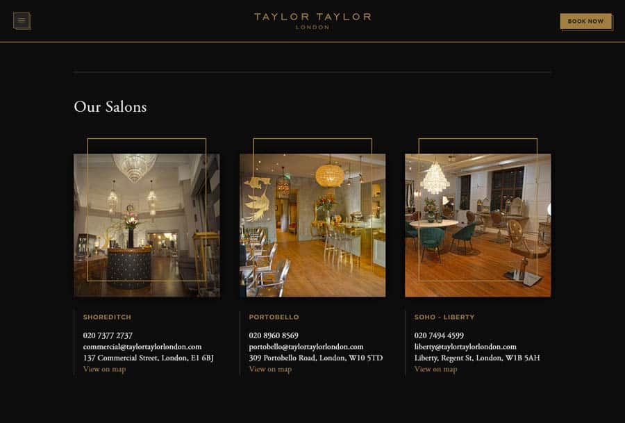 Taylor & Taylor - Hair salon website design example