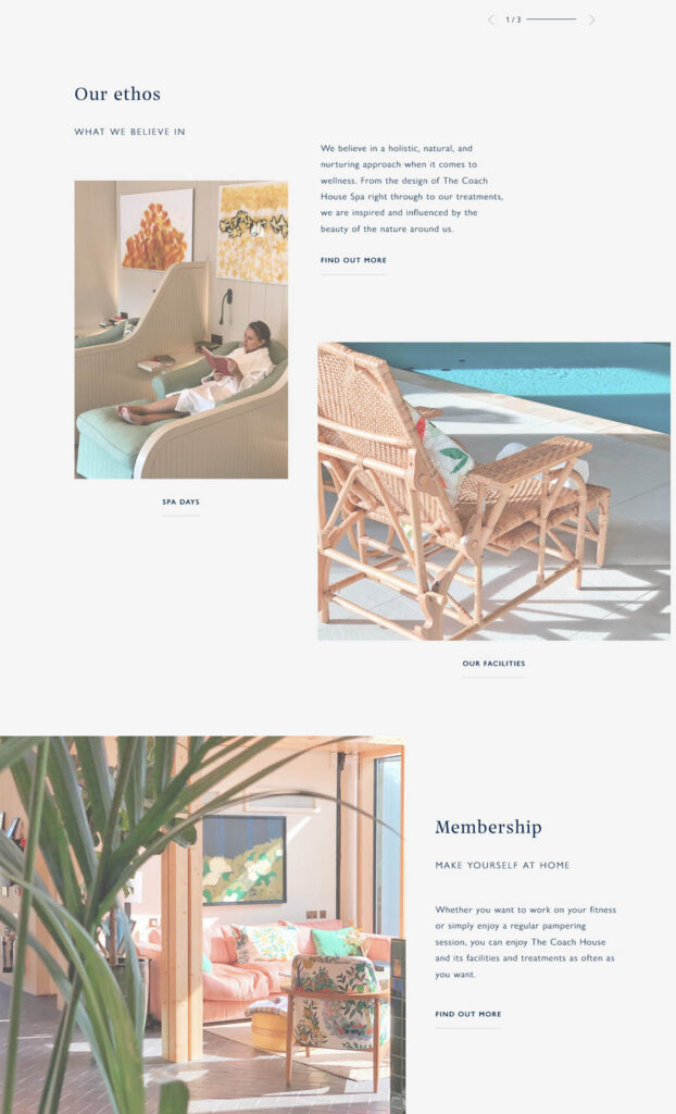 The Coach House Spa Beaverbrook Surrey web design example