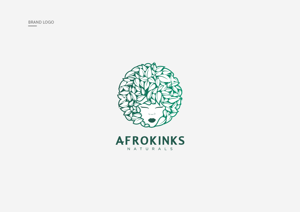 afrokinks natural hair salon logo and template design