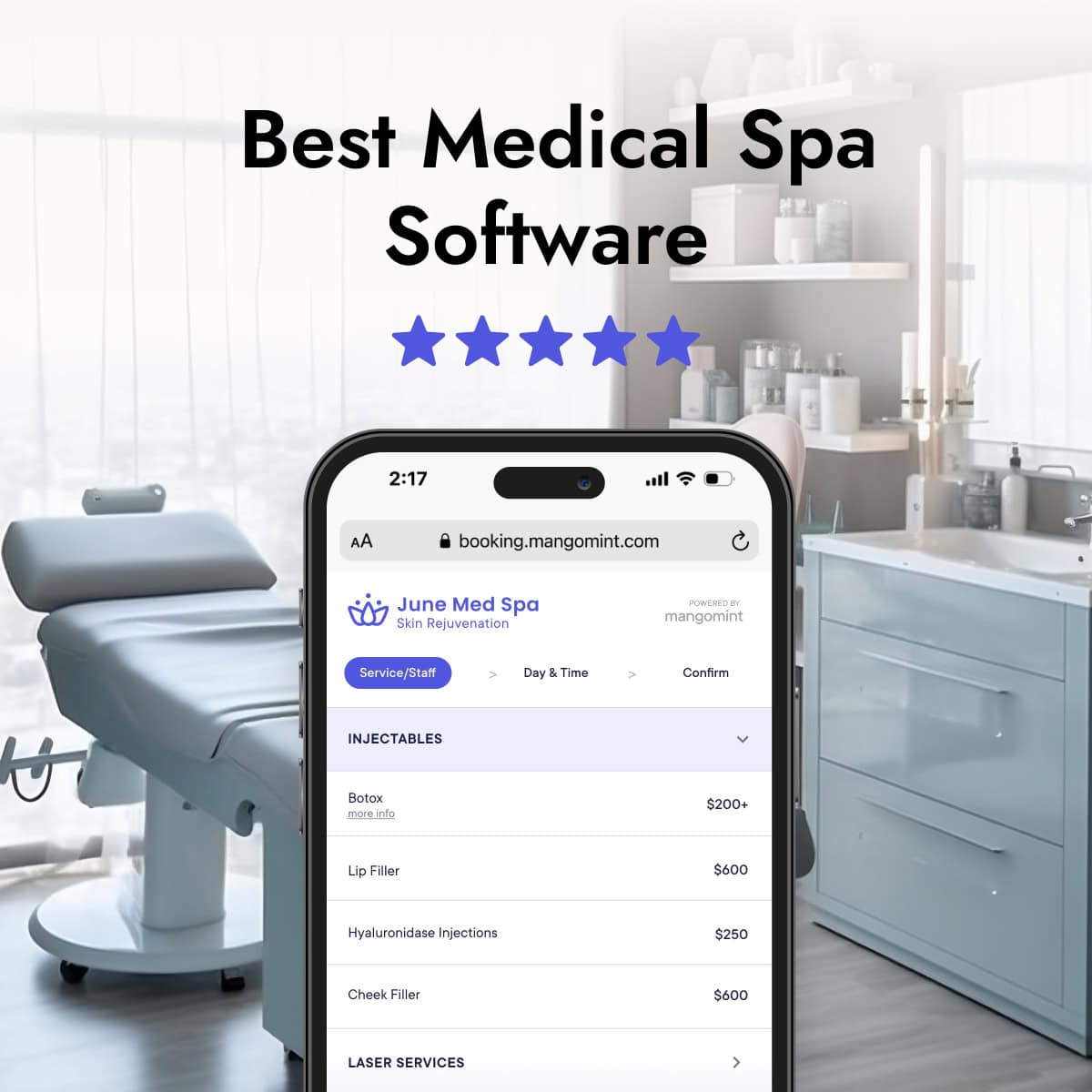 medical spa software app on iPhone