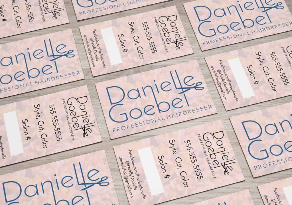 danielle goebel unique hair stylist business card