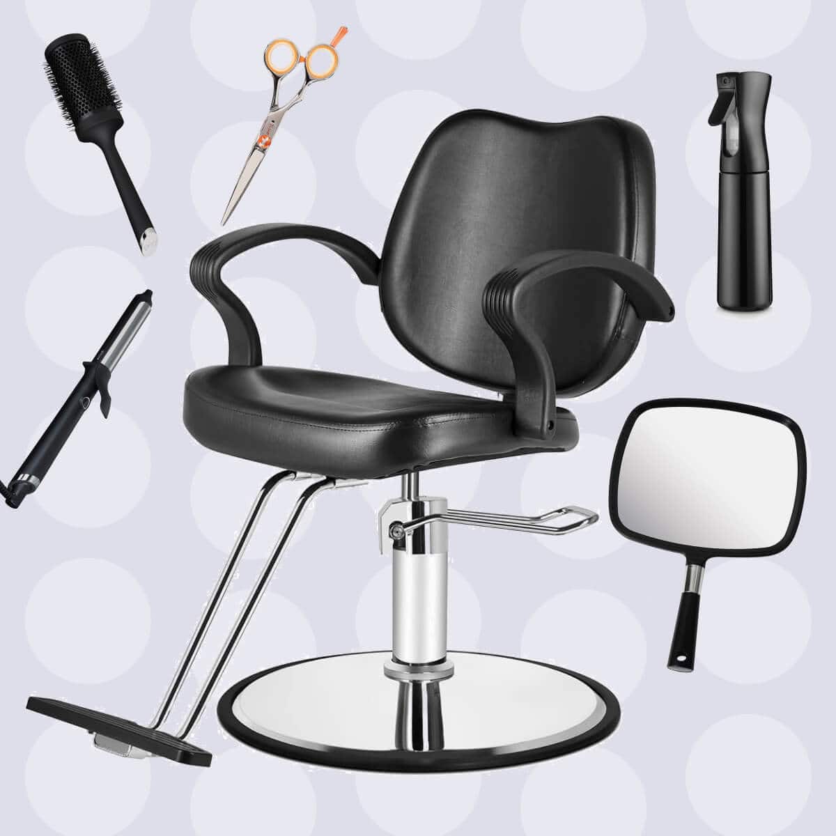 photo collage of hair salon equipment