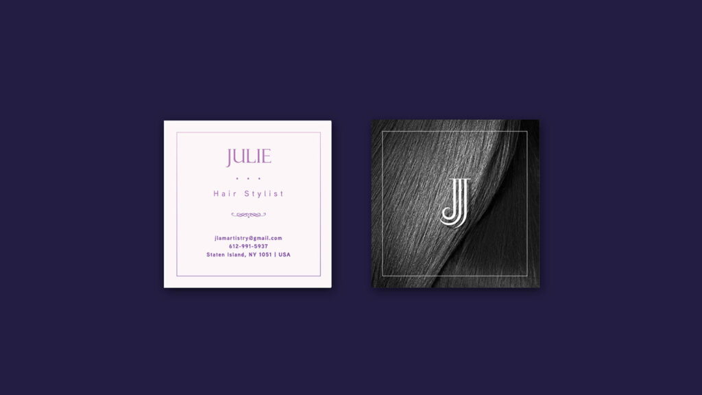 julie hair salon branding and logo