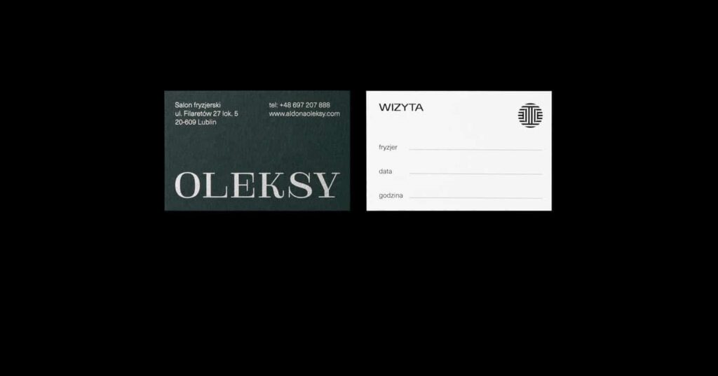 oleksy beauty salon business cards