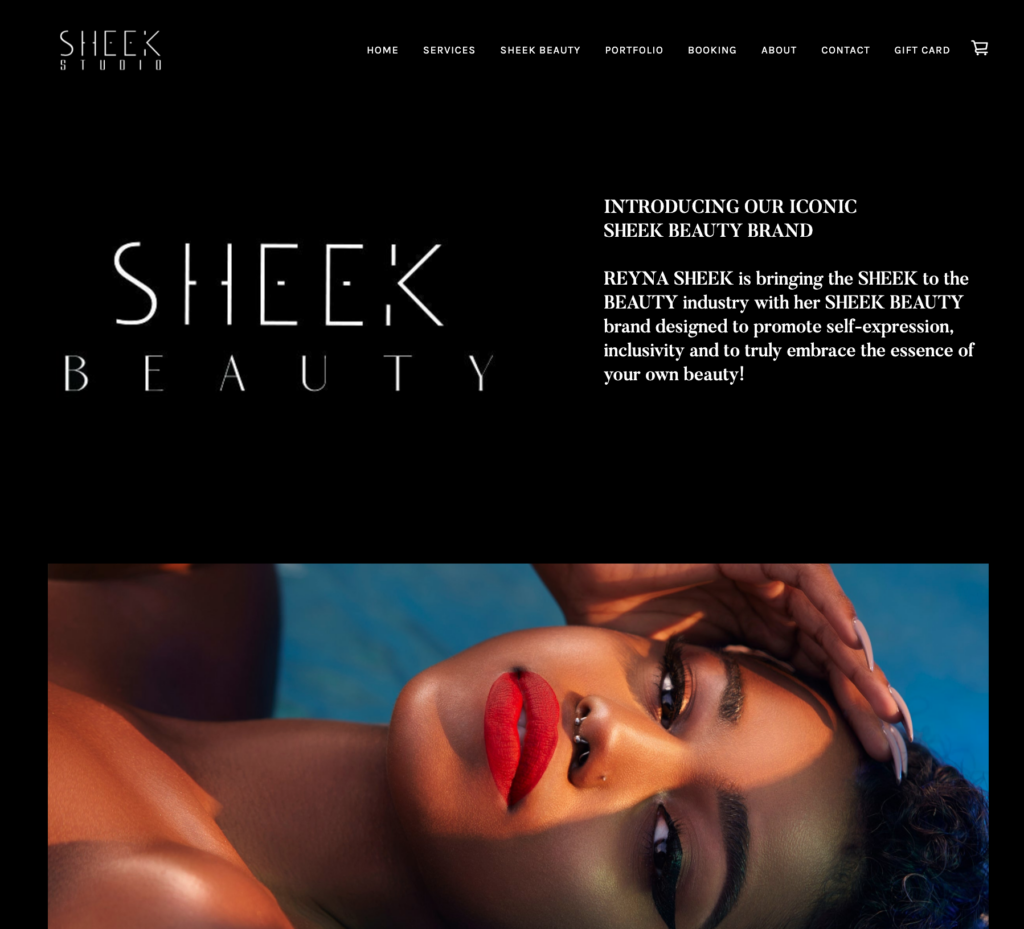 Beauty website created with Squareup